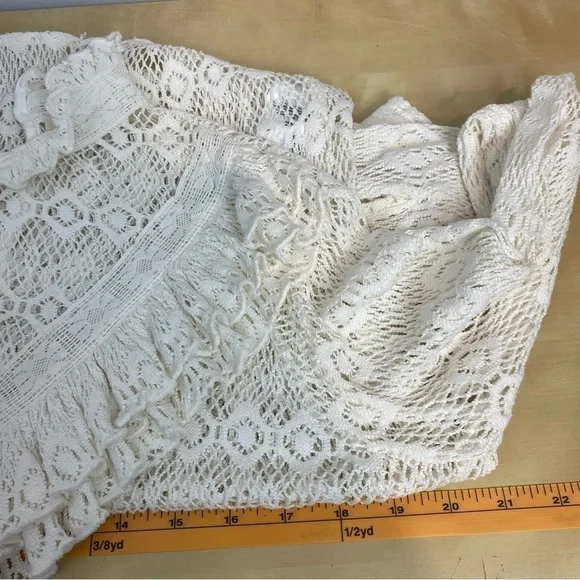 MAJE • Limba open knit high neck ruffle crochet sweater in ecru - Picture 13 of 16